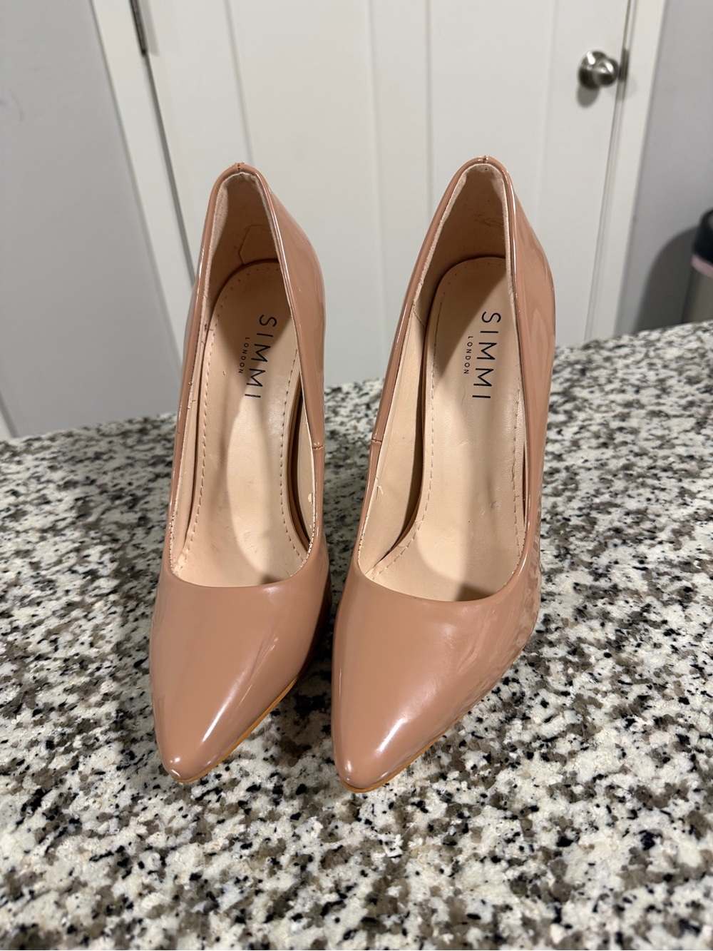 Simmi London Nude Patent Leather High Heels